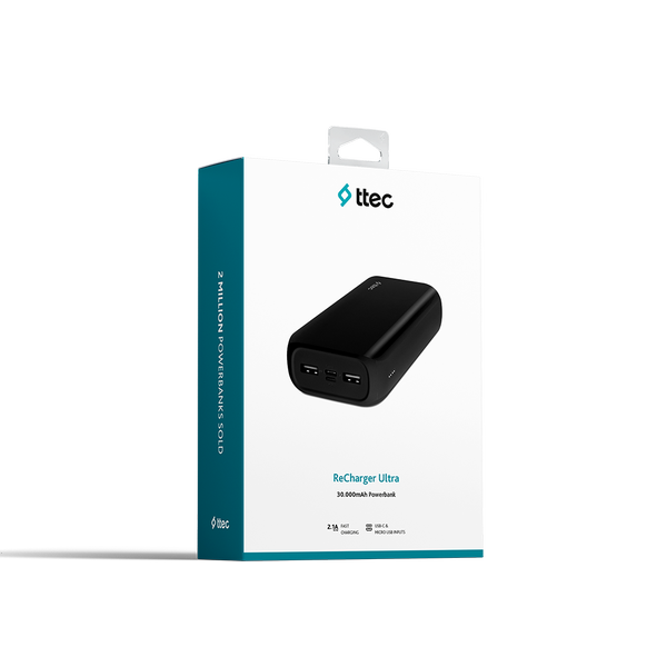 Ttec ReCharger Ultra 30.000 mAh Powerbank - Siyah