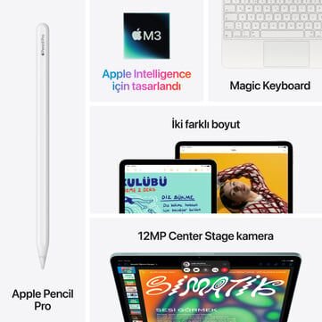 Apple iPad Air 7. Nesil M3 128GB Wi-Fi 13'' Tablet - Uzay Gri