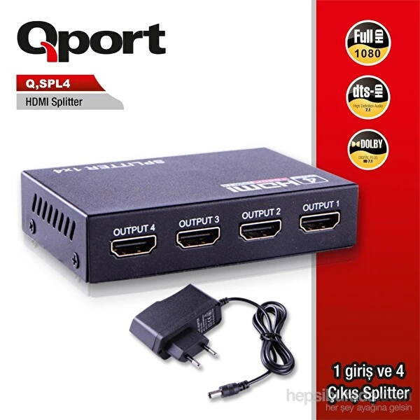 Qport 4'lü Full HD HDMI Çoklayıcı