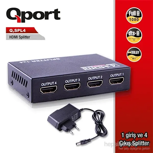 Qport 4'lü Full HD HDMI Çoklayıcı