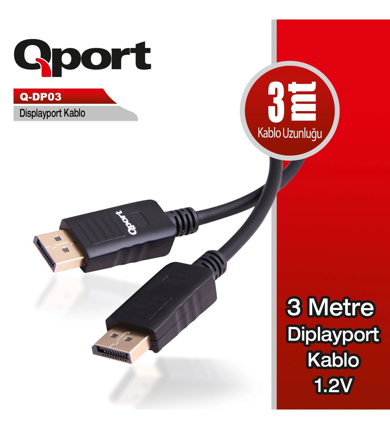 Qport DP to DP 3m Kablo