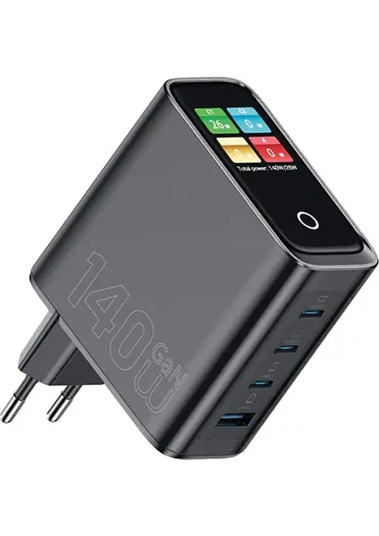 Wiwu 140W Akıllı Ekranlı GaN Şarj Cihazı