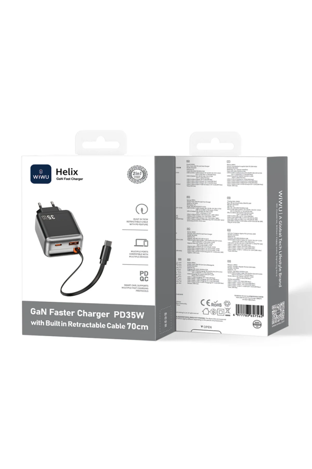 Wiwu Helix 35W Type-C Kablolu Hızlı Şarj Aleti