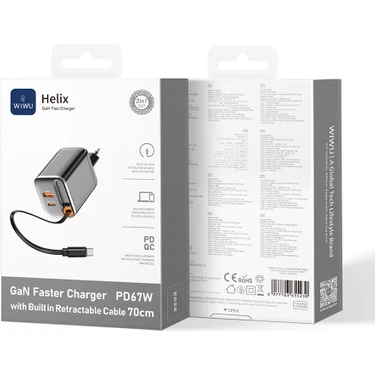 Wiwu Helix Pro 67W Type-C Kablolu Hızlı Şarj Aleti
