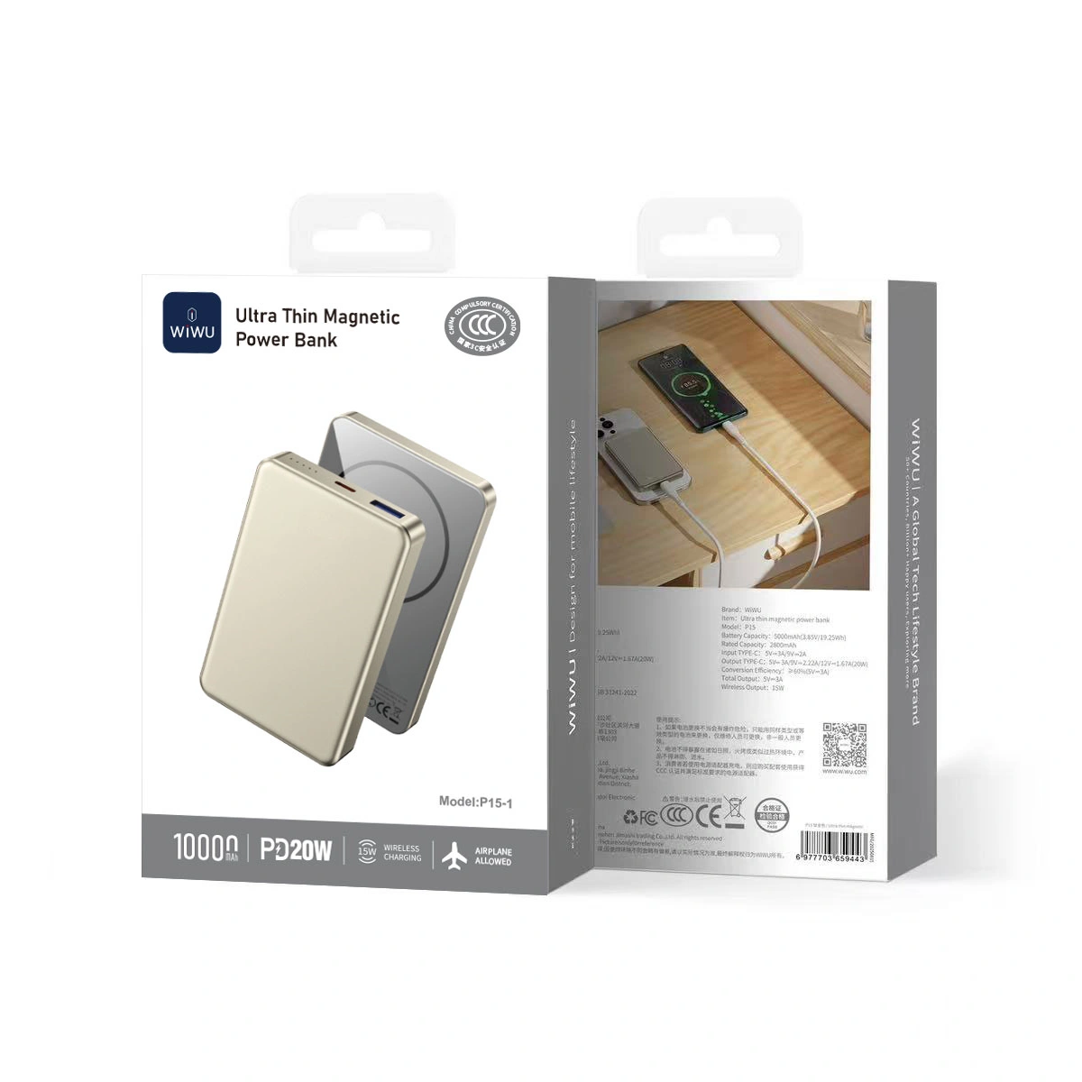 Wiwu Ultra İnce 10000mAh Magsafe Powerbank - Gold