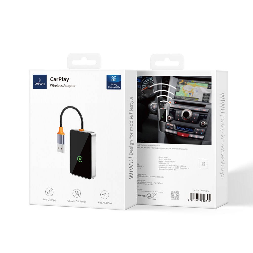 Wiwu CarPlay Dijital LED Göstergeli Kablosuz Ses Alıcı USB Girişli Bluetooth Adaptör