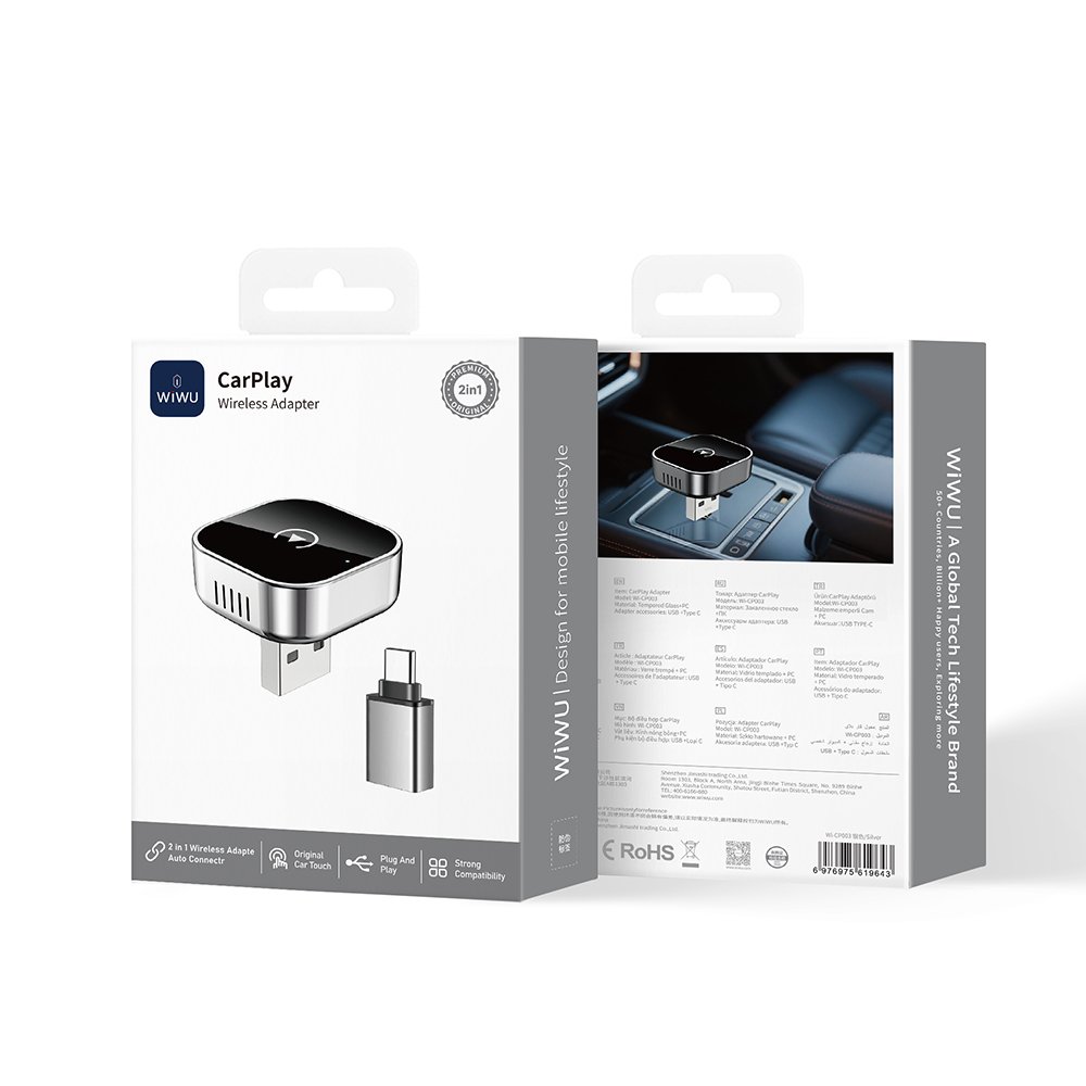 Wiwu 2-in-1 Car Play USB Wireless Transmitter Adaptör