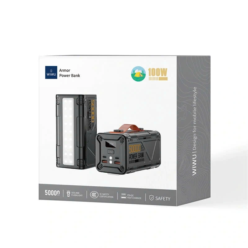 Wiwu Armor 50000mAh 100W PD Hızlı Şarjlı El Fenerli Powerbank