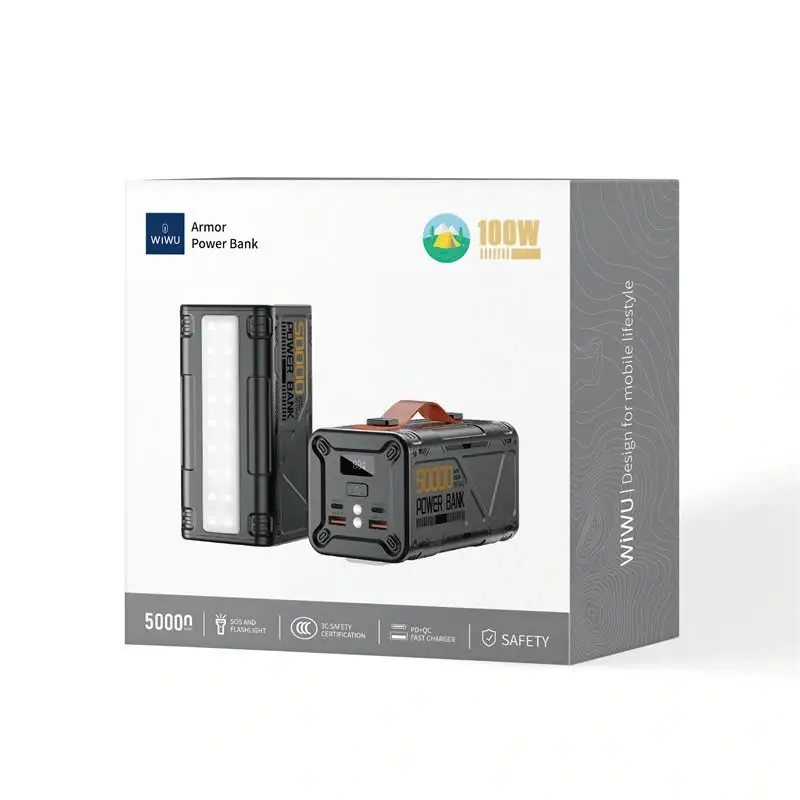 Wiwu Armor 50000mAh 100W PD Hızlı Şarjlı El Fenerli Powerbank