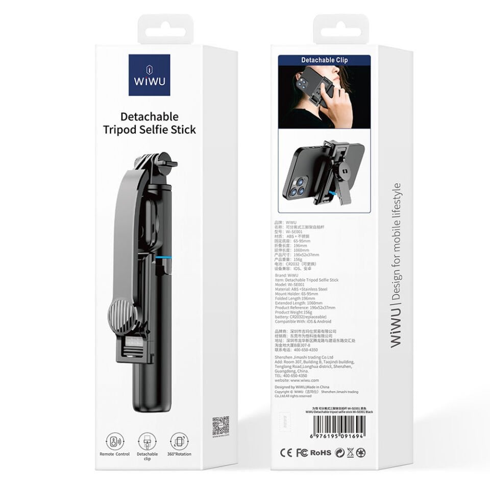 Wiwu Çok Fonksiyonlu Ayarlanabilir Tripod Selfie Çubuğu