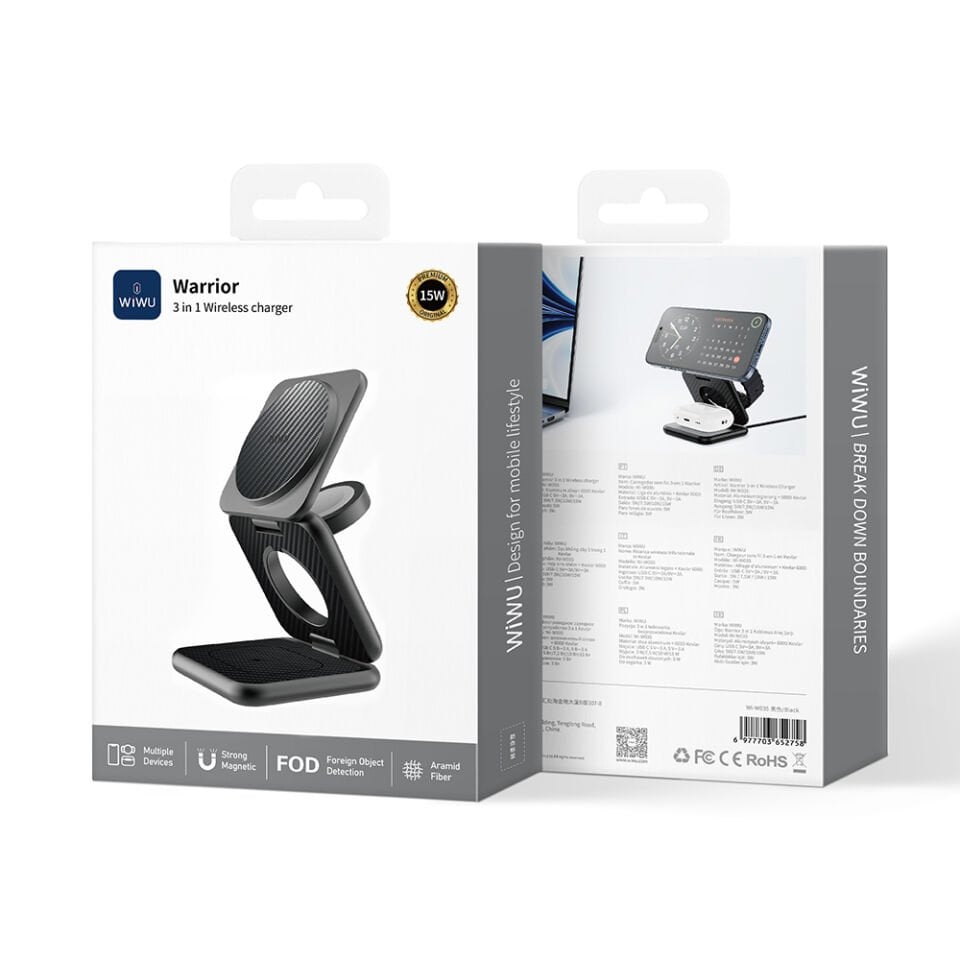 Wiwu Warrior Kevlar 3-in-1 Wireless Şarj Standı