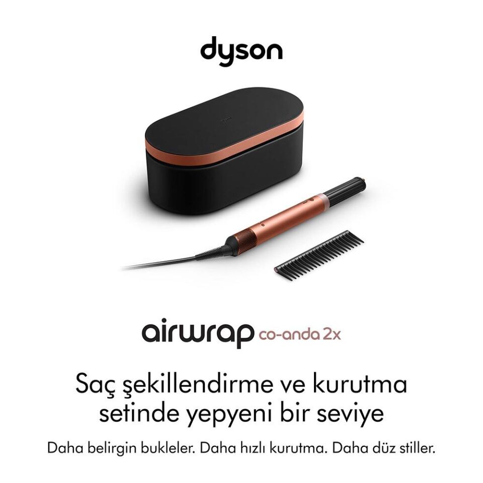 Dyson HS09 Airwrap Co-anda2x Saç Şekillendirici ve Kurutucu - Amber Silk with Diffuser