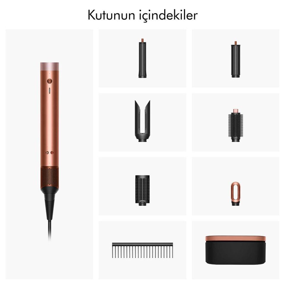 Dyson HS09 Airwrap Co-anda2x Saç Şekillendirici ve Kurutucu - Amber Silk with Diffuser