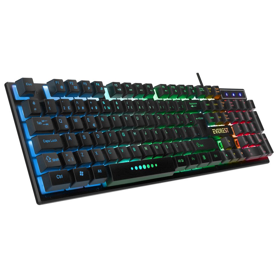 Everest Luminax Siyah Gökkuşağı Aydınlatmalı Q Gaming Oyuncu Klavye+Mouse Set