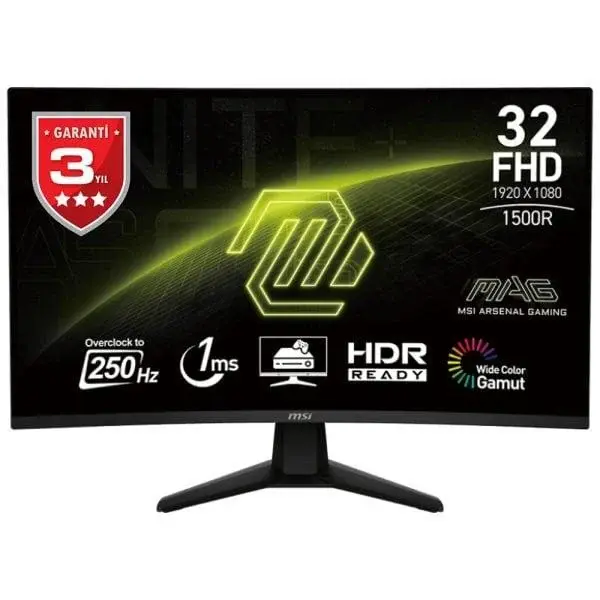 MSI MAG 31.5'' 1 ms Full HD Curved 250 Hz Oyuncu Monitörü