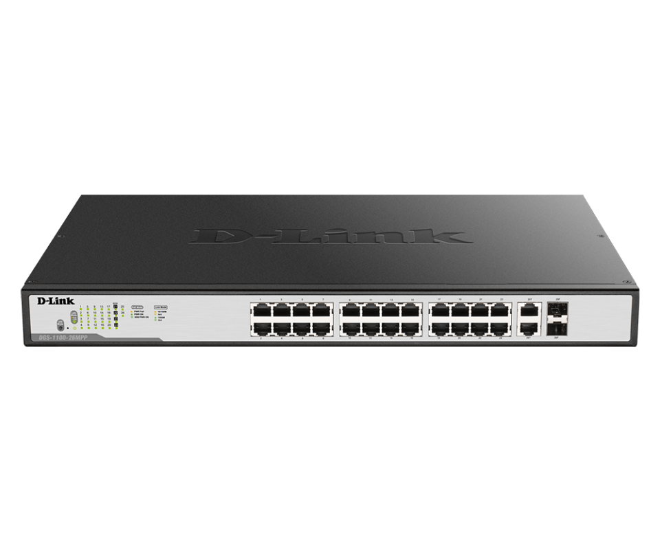 D-Link DGS-1100-26M PV2 24 Port Gigabit PoE+ Smart Switch 370W