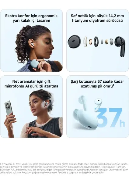Xiaomi Redmi Buds 8 Active TWS Kulak İçi Bluetooth Kulaklık - Black
