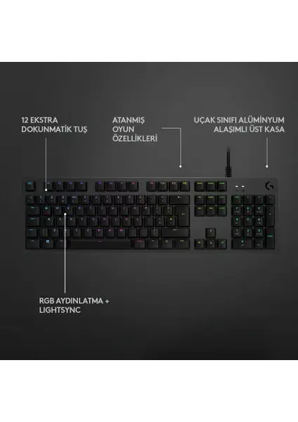 Logitech G512 Carbon RGB Tactile Switch Kablolu Mekanik Gaming Klavye - Siyah