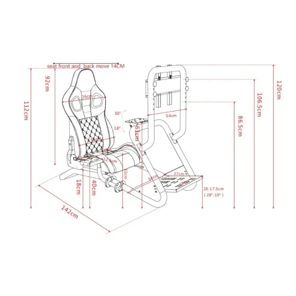 Adax Race X Max Racing Cockpit - Kırmızı/Siyah