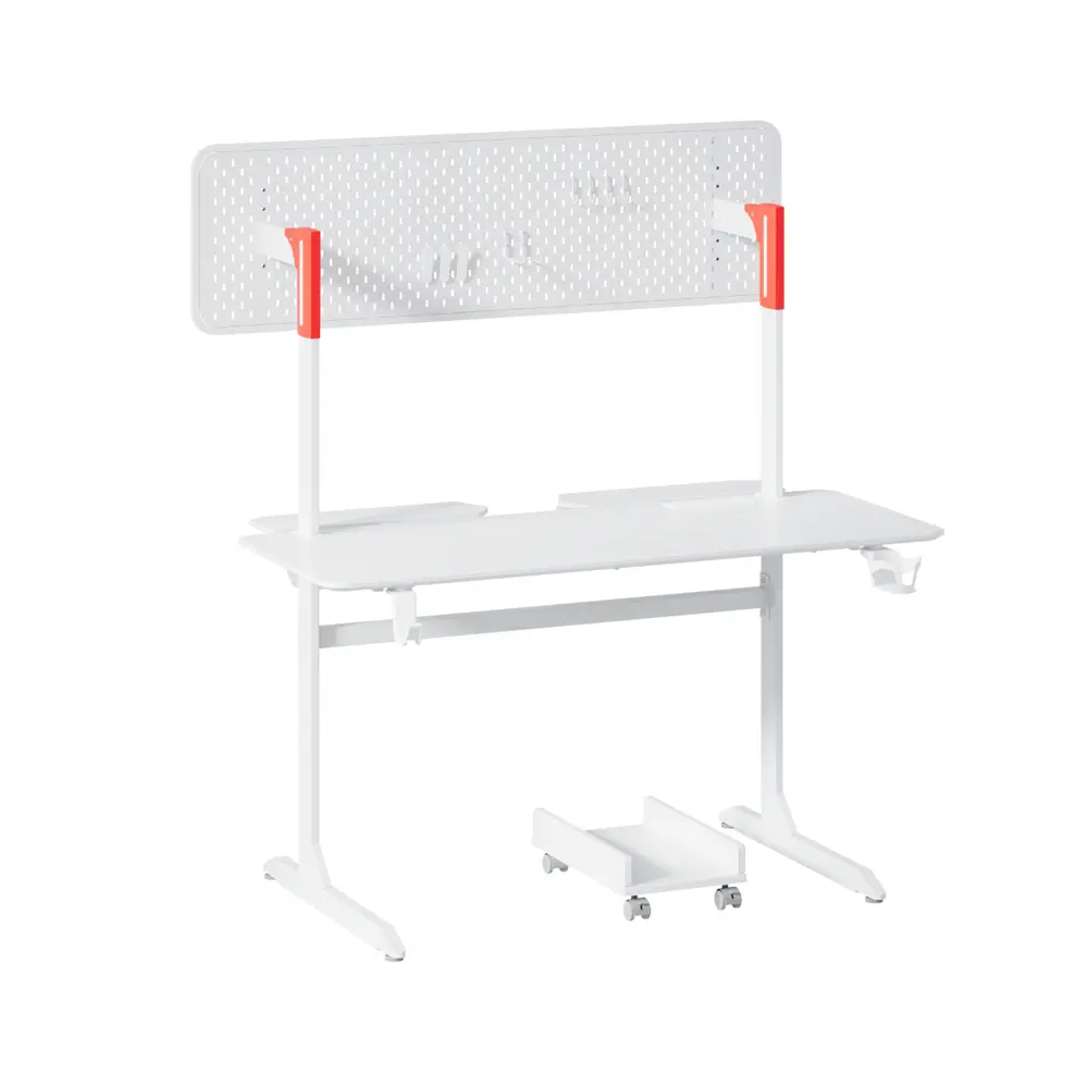 Adax FOCUS Ergonomik Oyuncu Masası – Pegboard & Şarj Ünitesi - White