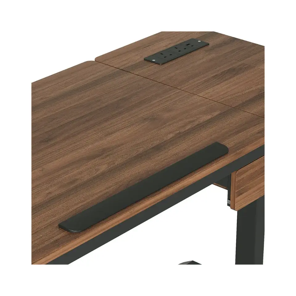 Adax STUDIO Elektrikli Yükseklik Ayarlı Eğilebilir Ofis Masası - Dark Wood/Black Frame
