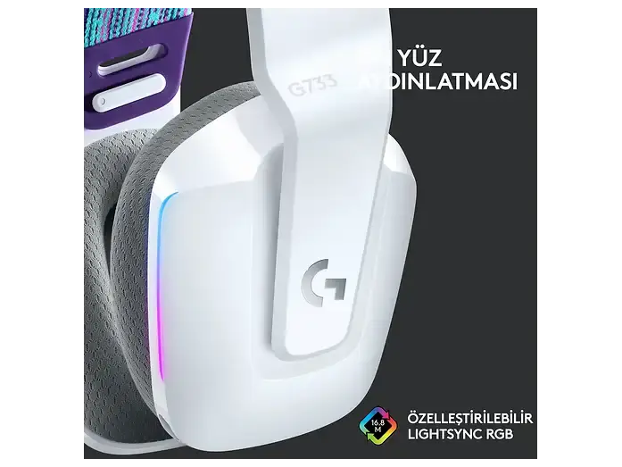 Logitech G733 7.1 Kablosuz Mikrofonlu Kulak Üstü Oyuncu Kulaklığı - Beyaz