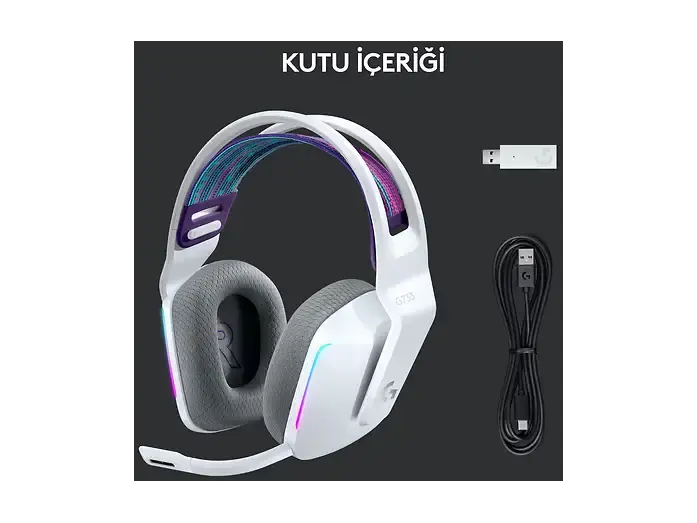 Logitech G733 7.1 Kablosuz Mikrofonlu Kulak Üstü Oyuncu Kulaklığı - Beyaz