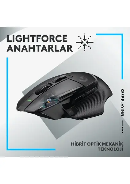 Logitech G502 X  Lightspeed Hero Şarjlı Optik Kablosuz Oyuncu Mouse - Siyah