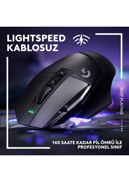 Logitech G502 X  Lightspeed Hero Şarjlı Optik Kablosuz Oyuncu Mouse - Siyah