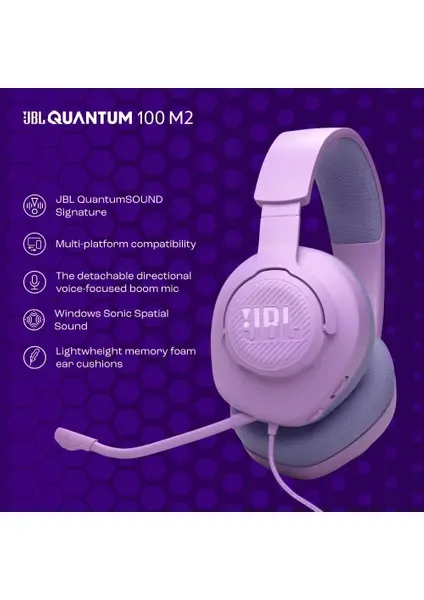 JBL Quantum 100M2 Kablolu Gaming Kulaklık - Mor
