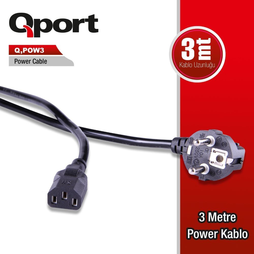 Qport Q-POW3 3 m Güç Kablosu