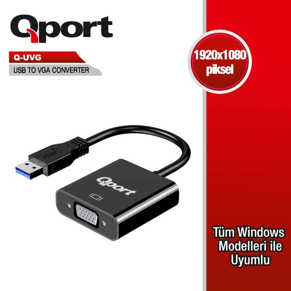 Qport Q-UVG USB 3.0 to VGA Dönüştürücü