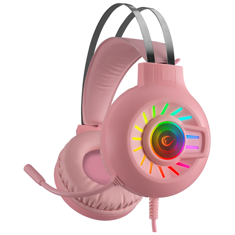 Rampage 7.1 Surround RGB Mikrofonlu Oyuncu Kulaklığı - Pembe