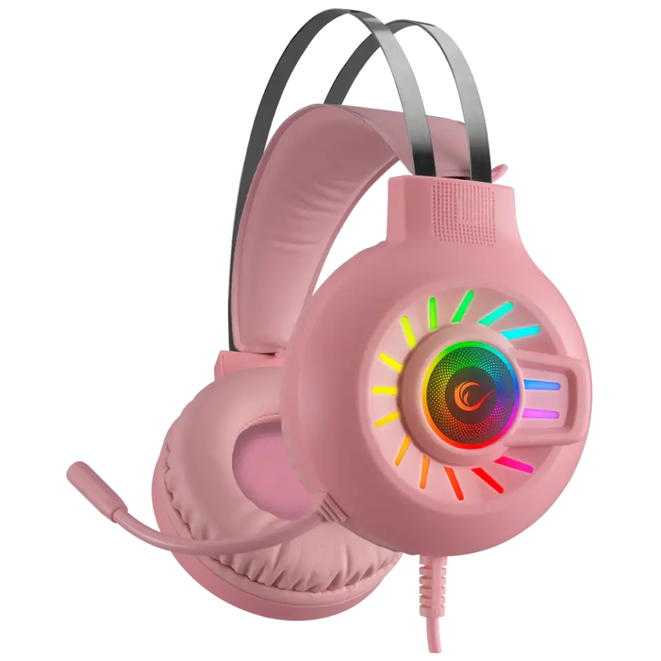 Rampage 7.1 Surround RGB Mikrofonlu Oyuncu Kulaklığı - Pembe