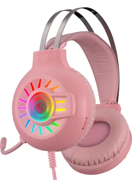 Rampage 7.1 Surround RGB Mikrofonlu Oyuncu Kulaklığı - Pembe