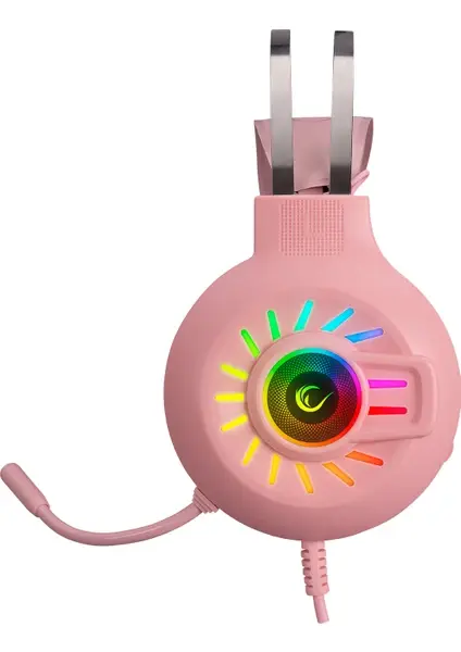 Rampage 7.1 Surround RGB Mikrofonlu Oyuncu Kulaklığı - Pembe