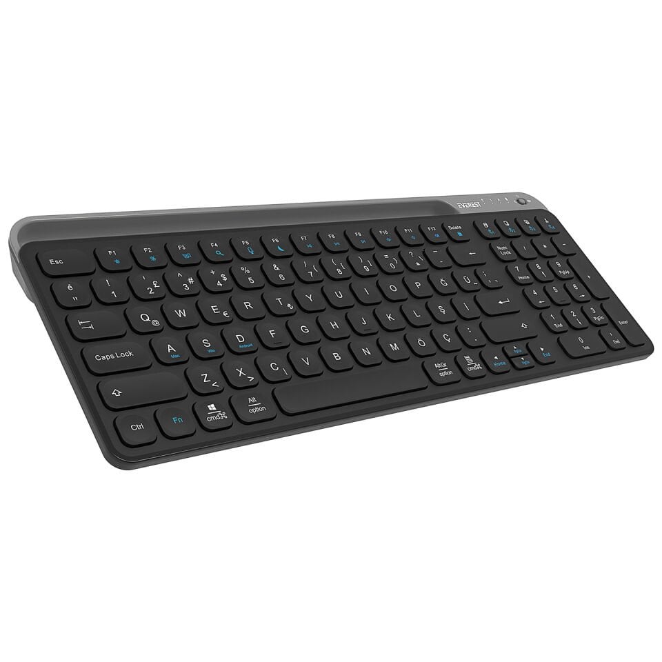 Everest Siyah/Gri Bluetooth Şarjlı Kablosuz Klavye - Siyah/Gri