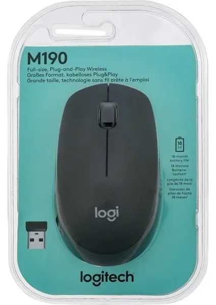Logitech M190 Optik Kablosuz Mouse - Siyah