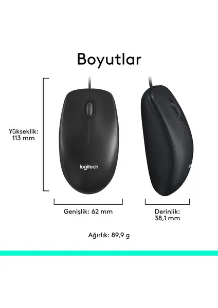 Logitech M90 Mouse USB - Siyah