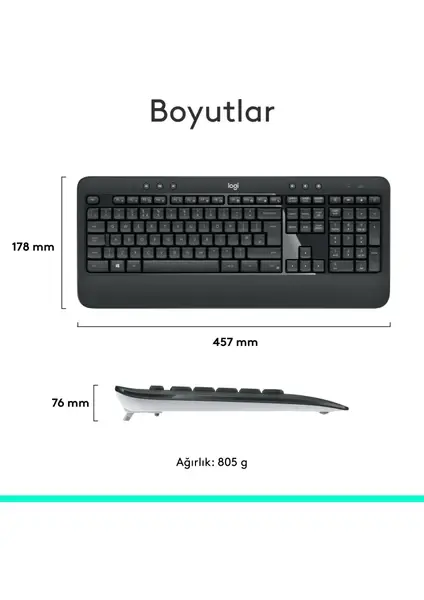 Logitech MK540 Advanced Wireless Klavye Mouse Set - Siyah