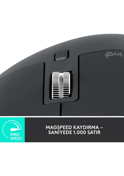 Logitech Mx Master 3S Şarjlı Sessiz Ergonomik Optik Kablosuz Mouse - Siyah