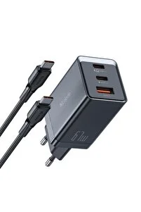 Mcdodo 65W 3 Ports GaN 5 Kablolu Hızlı Şarj Adaptörü + Type-C to Type-C Kablo