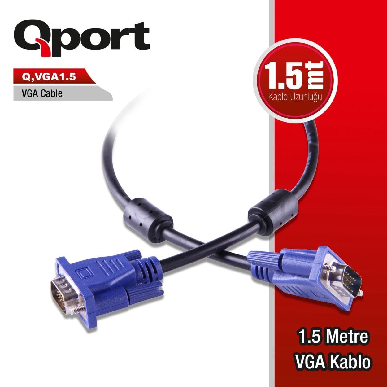 Qport 1.5 m VGA Kablo