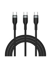 Wiwu Concise 100W 2 in 1 Type-C to Type-C + Lightning PD Data ve Şarj Kablosu 1.2mt