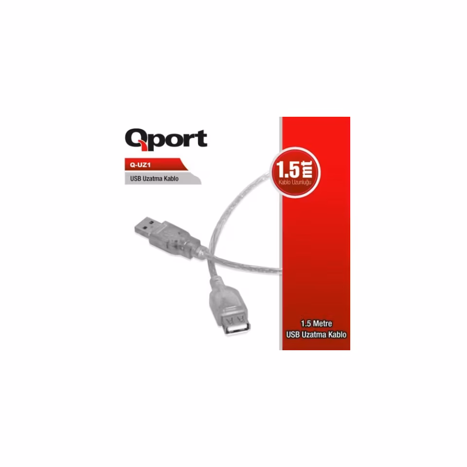 Qport 1.5m USB 2.0 Uzatma Kablosu