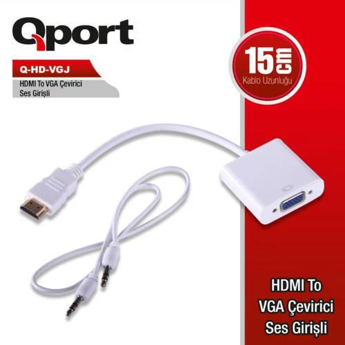 Qport HDMI to VGA Dönüştürücü