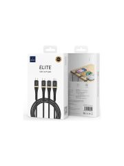 Wiwu Elite 100W 3 in 1 Type-C to Lightning + Type-C + Micro USB Ultra Hızlı Şarj Kablosu 1.2mt