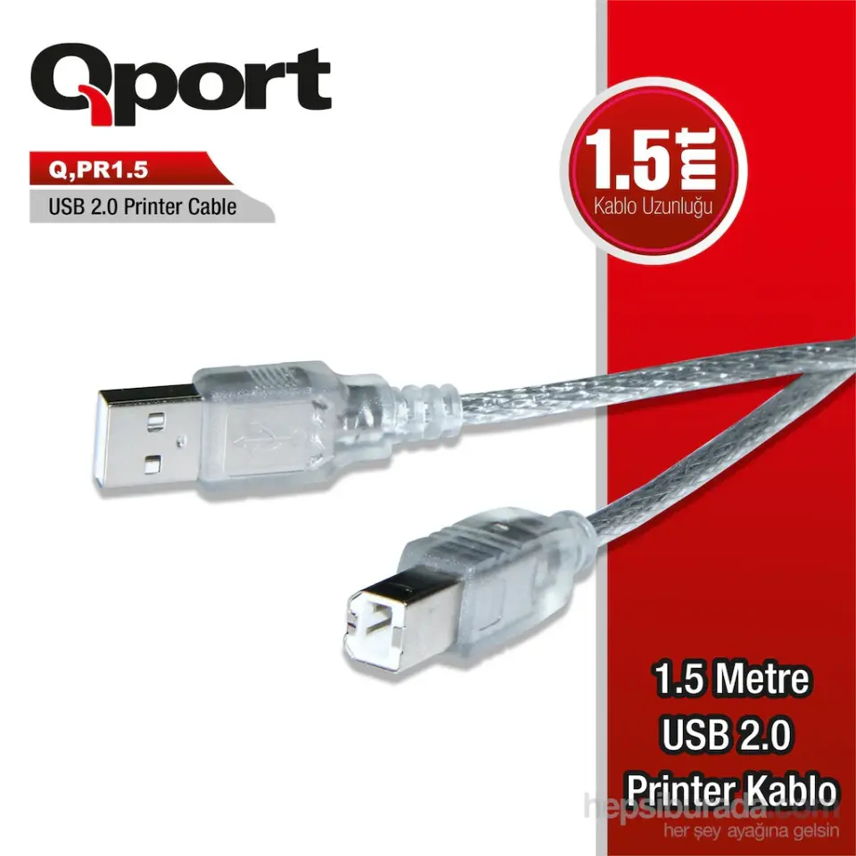 Qport Usb 2.0 1.5m Yazıcı Kablosu