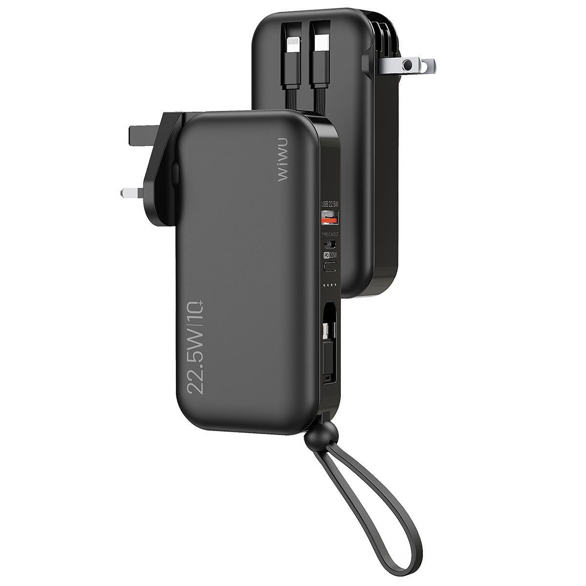 Wiwu Micro 22.5W 10000mAh Type-C ve Lightning Kablolu Şarj Göstergeli PD Powerbank