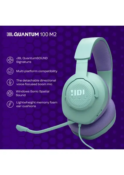 JBL Quantum 100M2 Kablolu Gaming Kulaklık - Deniz Mavisi
